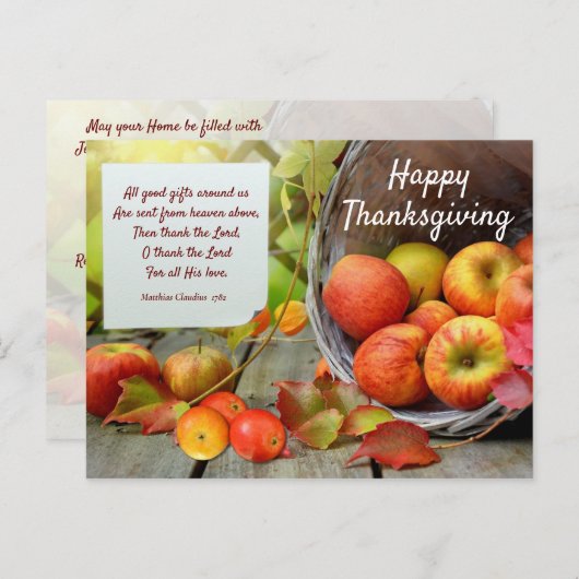 Erntedank mit farbenfrohen Apfelkörben Postkarte (Vorne/Hinten)