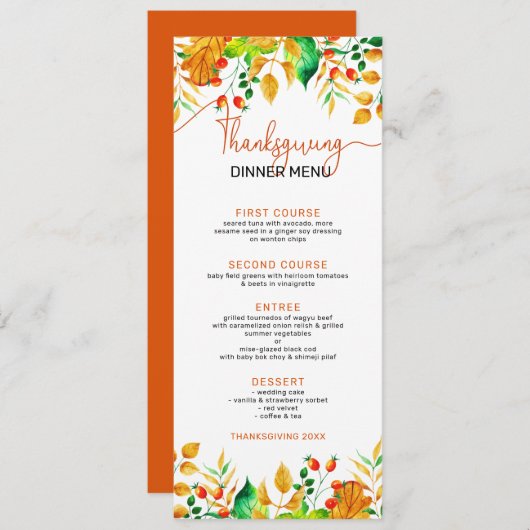 Erntedank mit farbigen Abblätterstreifen Einladung (Vorne/Hinten)