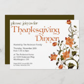 Erntedank mit floralen Einflüssen Party Einladung (Vorne/Hinten)