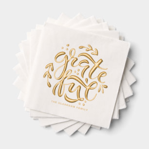 Erntedank mit Grateful Kranz Servietten Mit Folie