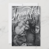 Erntedank mit Handschrift bedanktes Foto Feiertagskarte (Vorderseite)