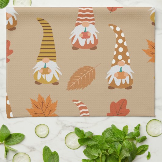 Erntedank mit Herbstblättern Geschirrtuch (Gefaltet)