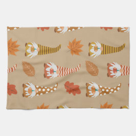 Erntedank mit Herbstblättern Geschirrtuch