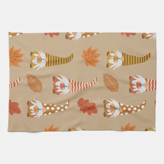 Erntedank mit Herbstblättern Geschirrtuch (Horizontal)