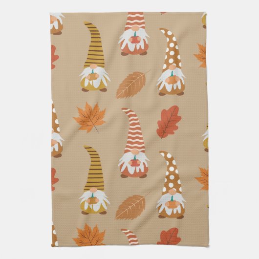 Erntedank mit Herbstblättern Geschirrtuch (Vertikal)