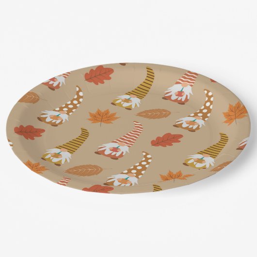 Erntedank mit Herbstblättern Pappteller (Schrägansicht)