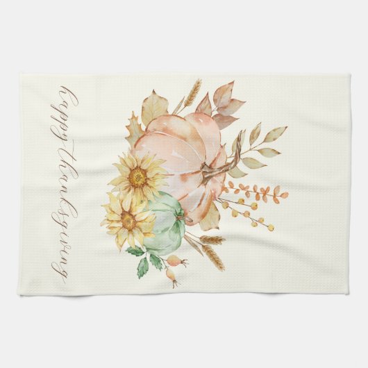 Erntedank mit individueller Wasserfarbenernte Geschirrtuch (Horizontal)