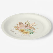 Erntedank mit individueller Wasserfarbenernte Pappteller (Schrägansicht)