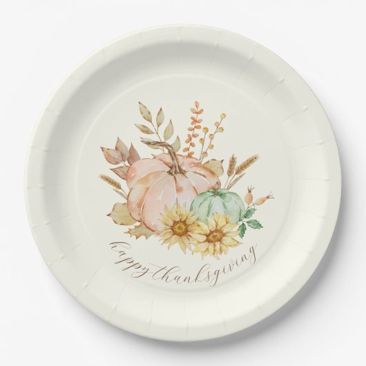 Erntedank mit individueller Wasserfarbenernte Pappteller (Vorderseite)