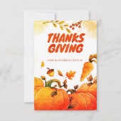 Erntedank mit Kürbis, Kiefer und Verlassen Fall Dankeskarte (Vorderseite)