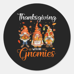 Erntedank mit meinen Gnomen Funny Autumn Gnomes L Runder Aufkleber