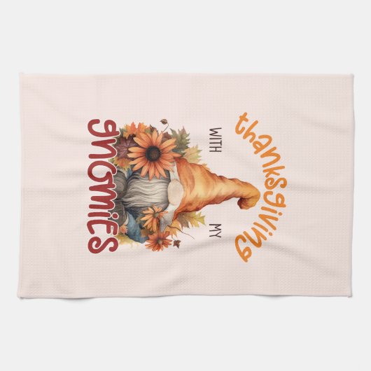 Erntedank mit meinen Gnomen Geschirrtuch (Horizontal)