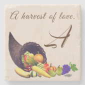 Erntedank Mit Monogramm Steinuntersetzer (Vorderseite)