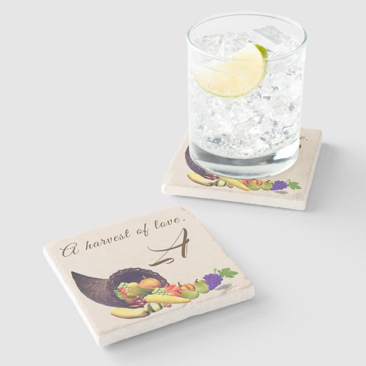 Erntedank Mit Monogramm Steinuntersetzer