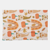 Erntedank mit Pumpkins und Blätter Geschirrtuch (Horizontal)