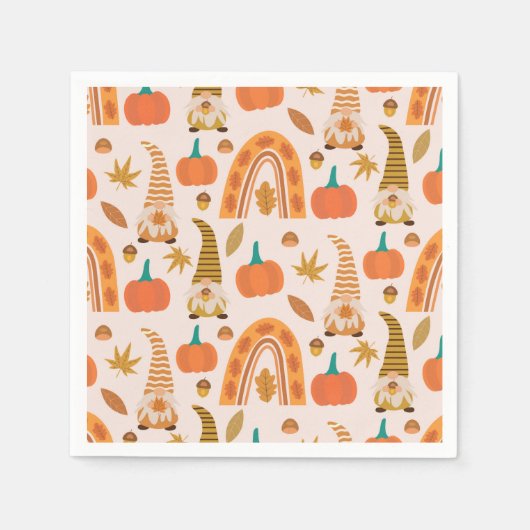 Erntedank mit Pumpkins und Blätter Serviette (Vorderseite)