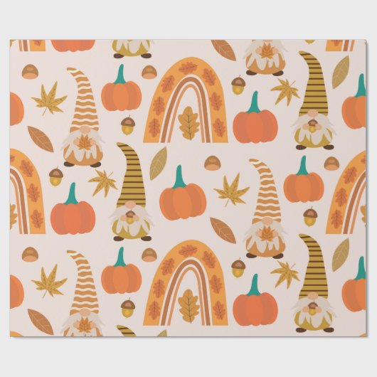 Erntedank mit Regenbogen und Herbstblättern Geschenkpapier (Flach)