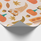 Erntedank mit Regenbogen und Herbstblättern Geschenkpapier (Ecke)