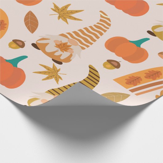 Erntedank mit Regenbogen und Herbstblättern Geschenkpapier (Ecke)