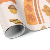 Erntedank mit Regenbogen und Herbstblättern Geschenkpapier (Rolleneckpunkt)