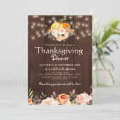 Erntedank mit rustikalem Blumenmotiv Einladung (Stehend Vorderseite)