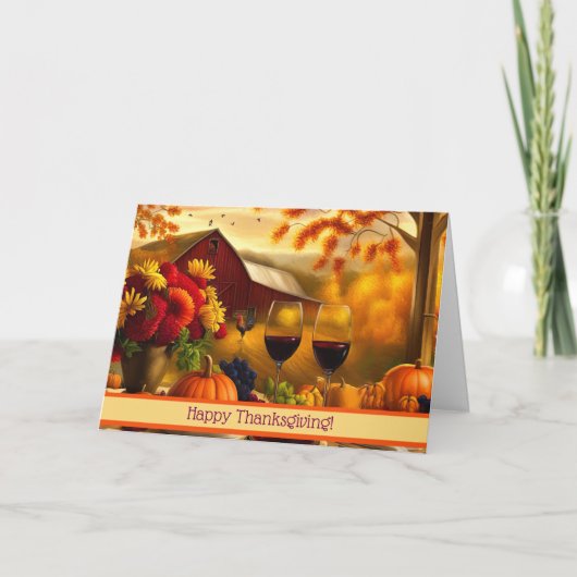 Erntedank mit Spaß und Landschaft Feiertagskarte (Vorderseite)