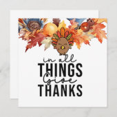 Erntedank mit Truthühner Dankeskarte (Vorne/Hinten)