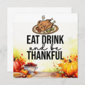 Erntedank mit Truthühner Dankeskarte (Vorne/Hinten)