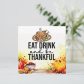 Erntedank mit Truthühner Dankeskarte (Stehend Vorderseite)