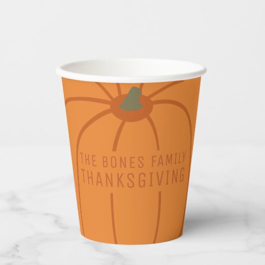 Erntedank Moderne Orange Pumpkin Paper Cups Pappbecher (Vorderseite)