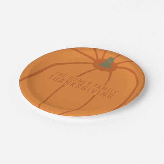 Erntedank Moderne Orange Pumpkin Paper Teller (Schrägansicht)