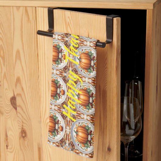 Erntedank Moderne Pumpkin Herbstkollektion Geschirrtuch (Drittel gefaltet)