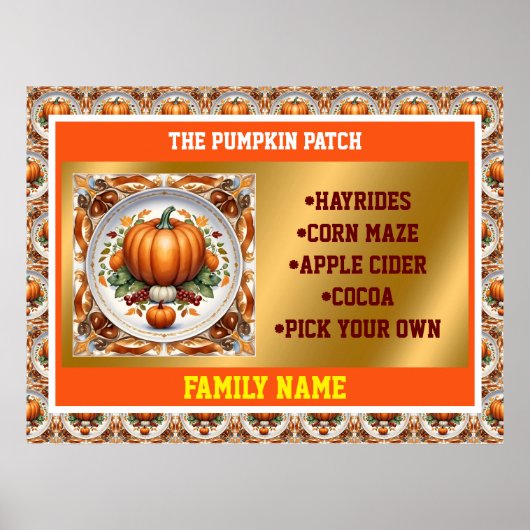 Erntedank Moderne Pumpkin Herbstkollektion Poster (Vorne)