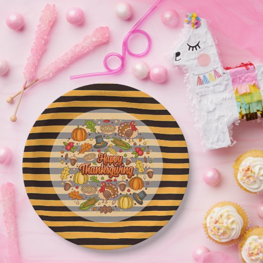 Erntedank Moderne, schöne Herbstsammlung Pappteller (Party)