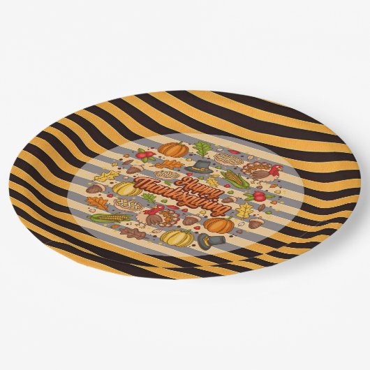 Erntedank Moderne, schöne Herbstsammlung Pappteller (Schrägansicht)