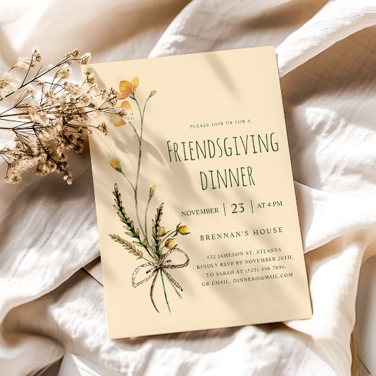 Erntedank Modernes Floral Friendsgiving-Dinner Einladung