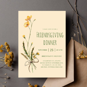 Erntedank Modernes Floral Friendsgiving-Dinner Einladung