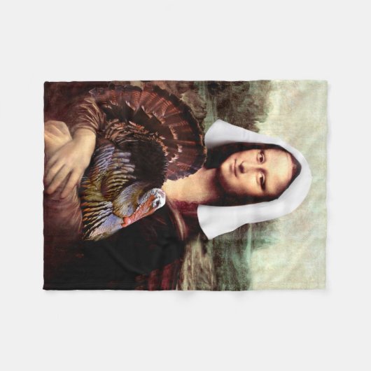 Erntedank Mona Lisa Pilgrim Fleecedecke (Vorderseite (Horizontal))