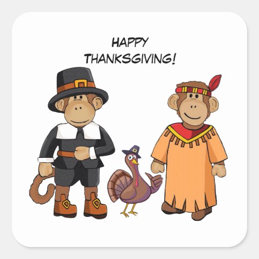 Erntedank Monkeys Quadratischer Aufkleber (Vorderseite)