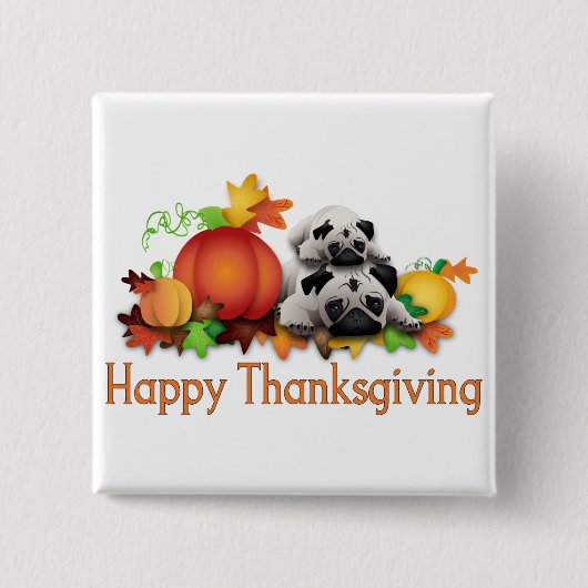 Erntedank Möpsen und Pumpkins Geschenke, T-Shirts Button (Vorderseite)