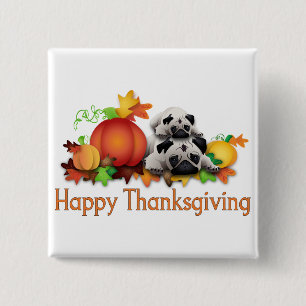 Erntedank Möpsen und Pumpkins Geschenke, T-Shirts Button