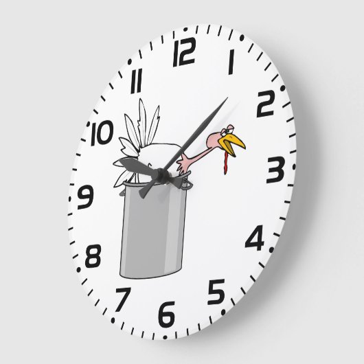 Erntedank müde Türkei in Cooking Pot Spaß Große Wanduhr (Winkel)