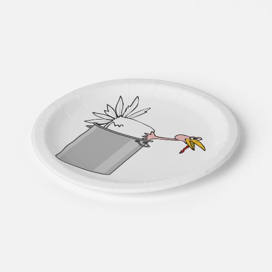 Erntedank müde Türkei in Cooking Pot Spaß Pappteller (Schrägansicht)