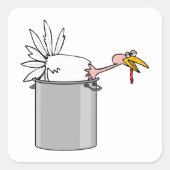 Erntedank müde Türkei in Cooking Pot Spaß Quadratischer Aufkleber (Vorderseite)