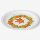 Erntedank Multicolor-Blätter Pappteller (Schrägansicht)