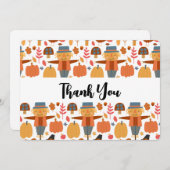 Erntedank Muster mit Truthühnern Dankeskarte (Vorne/Hinten)