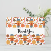 Erntedank Muster mit Truthühnern Dankeskarte (Stehend Vorderseite)