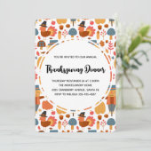 Erntedank Muster mit Truthühnern Einladung (Stehend Vorderseite)