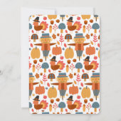 Erntedank Muster mit Truthühnern Einladung (Rückseite)
