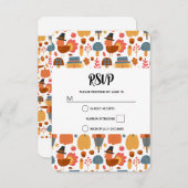 Erntedank Muster mit Truthühnern RSVP Karte (Vorne/Hinten)